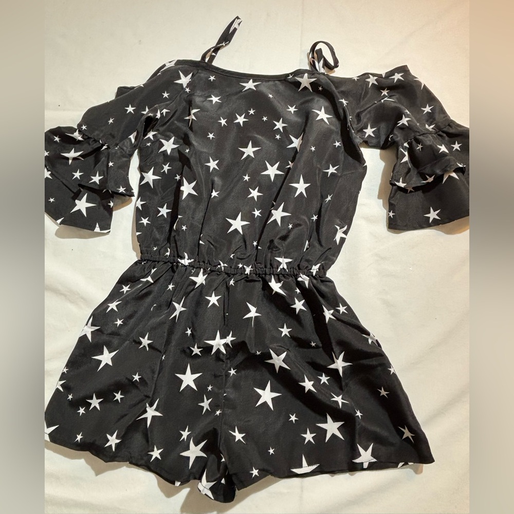 Womens liken Swim Black Star Print Off-Shoulder swim cover up shorts sz XS